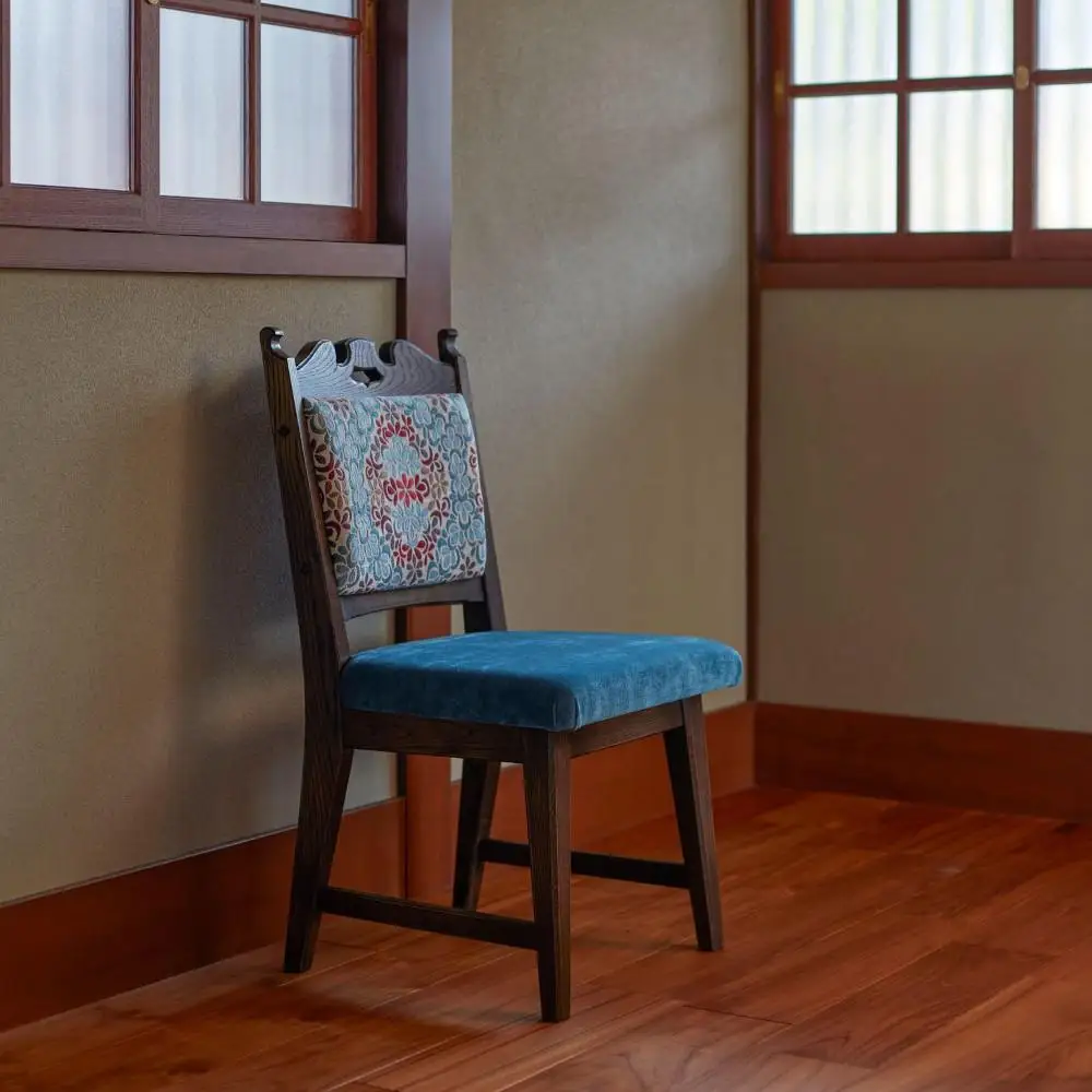 【神戸を代表する】創業150年日本一古い洋家具屋の小椅子ポロチェア【永田良介商店】【Turquoise flower／High type】