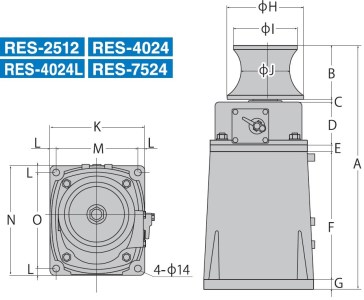 船舶用ウインチ RES-7524 イカール 750W [0878]