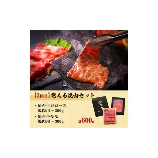 【定期便3回】仙台牛～贅沢食べ比べセット