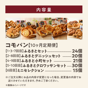 【10ヶ月定期便】【賞味期限60日間】コモパン　ふるさと・デニッシュ・こまきふるさとミニセレクション・小町・クロワッサン／災害用備蓄パン 保存食パン 非常食 防災グッズにも [014K12-T]ロングライフパン 買い置きパン 朝食パン おやつパン