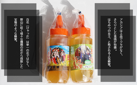 国産 純粋 滝沢鵜飼はちみつ アカシア 百花蜜 500ml 各1本 【たきざわキッチン】 はちみつ ハチミツ 蜂蜜 ハニー 国内産 日本産 ボトル 長期保存 産地直送 アカシヤ 百花 蜜 みつ ミツ 人気 稀少 希少 お取り寄せ プレゼント 贈り物 仕送り 家庭用 自宅用 常温発送 調味料 隠し味 おすすめ