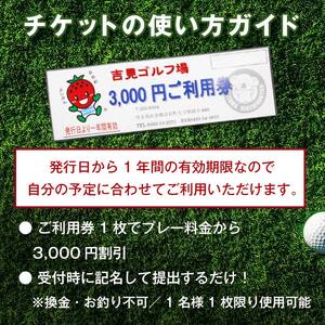 吉見ゴルフ場　ご利用券　＜3,000円分×1枚＞