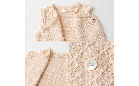 ふんわり ダブルベスト CO-W13【60営業日程度で発送】| ベビー ベビー服 赤ちゃん ベスト 羽織り リリヤーン 中空糸 オーガニック 綿 日本製