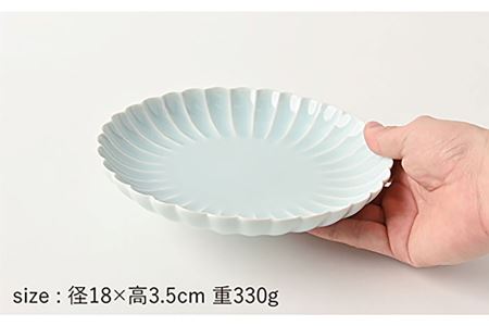 【波佐見焼】菊彫 青白釉 6寸皿 プレート 5枚セット 食器 皿 【福田陶器店】 [PA211]  波佐見焼