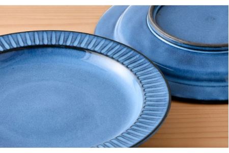 【波佐見焼】蒼鎬 リム プレート 24cm 2枚セット 食器 陶器 大皿【利左エ門窯】 [QB45]  波佐見焼