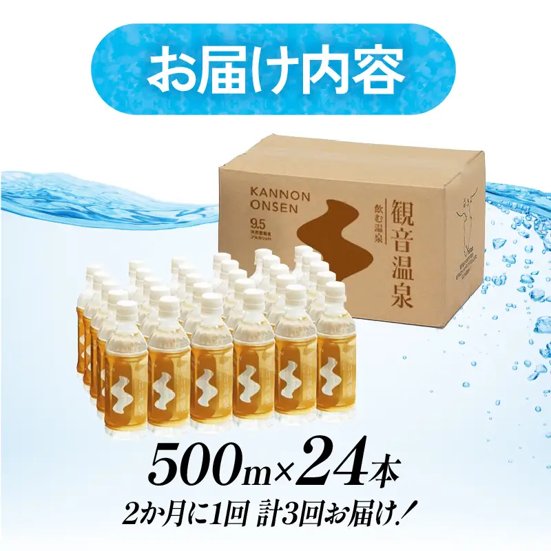 飲む温泉　観音温泉　500ml　(24本入)　１ケース　定期便　（6ヶ月で3回）