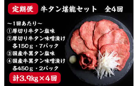 【定期便】牛タン 仙台名物 厚切り 牛たん 堪能贅沢 セット（全4回の定期便）　【04203-0419】