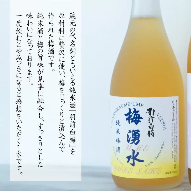鶴岡の梅酒2本セット 佐藤屋×大山『咲くやこの花』＆羽根田酒造 羽前白梅『梅湧水』 各720ml　山形県鶴岡市 山形県酒類卸株式会社　K-843　| お酒 酒 地酒 日本酒 純米酒 純米 清酒 ご当地 名産品 特産品 アルコール セット 梅酒 リキュール