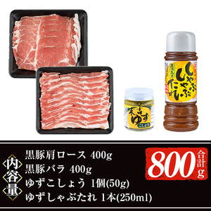 豚肉 鹿児島 黒豚 しゃぶしゃぶ セット 計800g 豚肉 【ナンチク】A2-v01