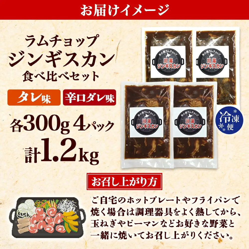 2556. ジンギスカン タレ 辛口タレ 300g 食べ比べ 2種 計4パック 羊肉 焼肉 味付け肉  BBQ バーベキュー お取り寄せ 冷凍 郷土料理 プレゼント 贈り物 gift 送料無料  北海道 弟子屈町