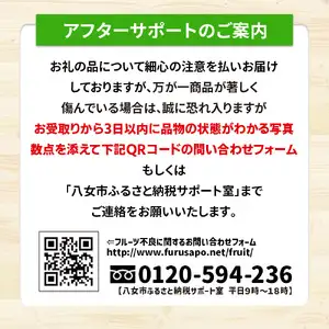 九州・福岡フルーツ王国八女　旬のフルーツ定期便【全３回】 H｜＜配送不可：北海道・沖縄・離島＞　072-T007