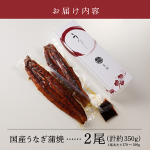 国産うなぎ蒲焼_うなぎ 国産 2尾 計約350g 新鮮 九州産 蒲焼 お土産 お祝い 昭和47年創業 秘伝のタレ 4度付け 電子レンジ フライパン 柔らかい うなぎ巻き ひつまぶし 冷凍 お取り寄せ お取り寄せグルメ 福岡県 久留米市 送料無料 〔Cu023〕