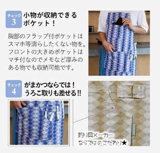 播州織オリジナルデザインエプロン【ブルー】（15-65）　