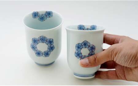 しん窯 青花 染錦梅文反り組湯呑 有田焼 湯呑み ゆのみ カップ 2個 セット ギフト 贈答 35000円 3.5万円 A35-538