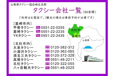 【韮崎・北杜市で使える】お出かけタクシー券 1,000円×3枚 [山梨県タクシー協会峡北支部 山梨県 韮崎市 20740644]