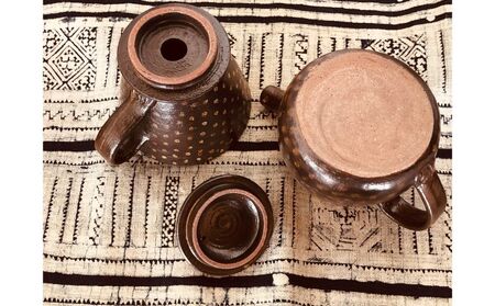 【南陶窯】コーヒードリッパーセット【灰釉・ドット】