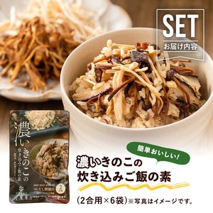 国産のえのきやきのこ使用！濃いきのこの炊き込みご飯の素(2合用×6個)国産 だし醤油 きのこご飯 椎茸 しいたけ【三笠えのき茸生産組合】akn010-04
