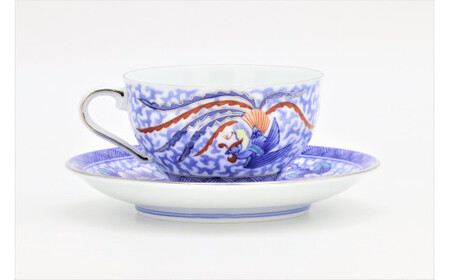 有田焼 禁裡御用（宮内庁）窯元 辻精磁社 【梓】浜茄子鳳凰紋 組碗揃 A750-10