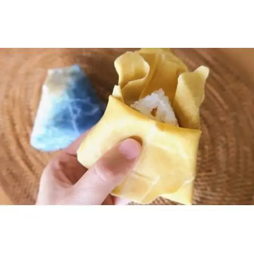 藍染草木染エコラップ2枚セット（S，M) 絞り柄セット(藍染、茜染め）