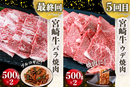 牛肉 【定期便 6回】受賞歴多数!! ≪宮崎牛≫月に一度のお楽しみ定期便【総重量4.75Kg】【ステーキ・焼肉・すき焼き・しゃぶしゃぶ】 牛肉 定期便 MT-51