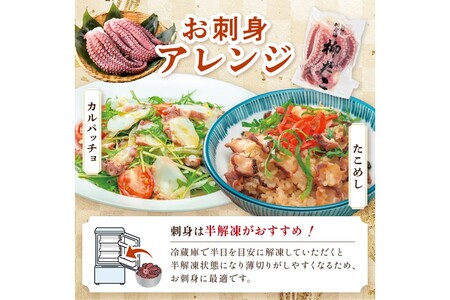 しらぬか産柳だこ(600g)と珍味(まんまの三杯酢・まんまの塩辛)の計3種セット_I017-0469
