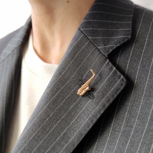 【K18】サックスタックブローチ/No.35