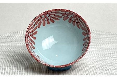 【波佐見焼】 タコ唐草 夫婦 茶碗・箸置き 縁起のいい柄シリーズ 青と赤 4個セット 食器 皿 【大新窯】 [DC82]  波佐見焼