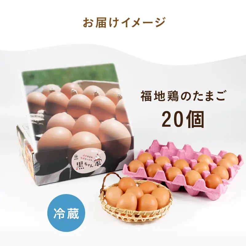 濃厚で甘くておいしい！ 福井ブランド「福地鶏」の卵 20個 ／ 卵 たまご 鶏卵 生卵 有精卵 高級 高級卵 福地鶏 鶏 平飼い 美味しい こだわり 卵かけご飯 料理 あわら市 福井県産 [aw036-a003]