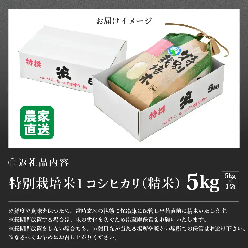 【先行予約】【令和8年産 新米】コシヒカリ 精米 5kg 特別栽培米 農薬不使用 化学肥料不使用 ／ 残留農薬ゼロ 高品質 鮮度抜群 福井県産 ブランド米 白米 ※2026年9月下旬より順次発送予定 [aw063-a012]