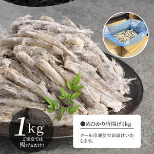 訳あり唐揚げ用 めひかり 1kgサイズ不揃い簡単揚げるだけ! ミックスサイズ 簡単調理 下処理済み 郷土料理 日向灘 国産 魚 骨 柔らかい おつまみ 揚げるだけ 南蛮漬け 九州 宮崎県 延岡市 グルメ お取り寄せ お取り寄せグルメ 冷凍 送料無料 N065-YA0375