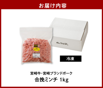宮崎牛･宮崎ブランドポーク合挽ミンチ1kg N061-YA5509