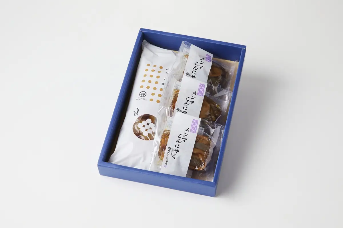 【玉こんにゃく煮】1袋と【メンマこんにゃく煮】3袋　詰合せ　0004-2601