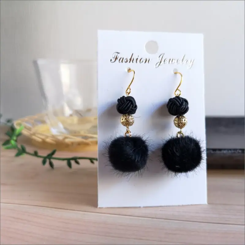 水引ピアス「黒」花時ピアス