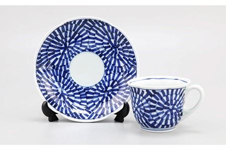 【波佐見焼】タコ唐草絵（手描）珈琲碗皿5客揃 食器 カップ 【不二商店】 [UC09] 波佐見焼