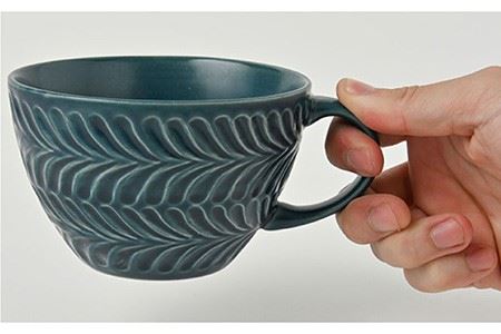 【波佐見焼】ローズマリー スープカップ デニム・アイボリー 4個セット 食器 皿 【福田陶器店】 [PA225]  波佐見焼