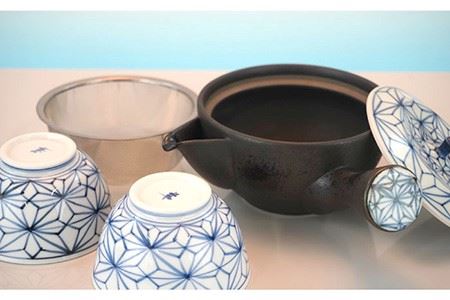 【陶器市特集】【波佐見焼】麻葉染付 茶器セット 湯飲み 急須 ティーポット 陶器 食器 皿 【岩永製陶】 [ZD18] 波佐見焼