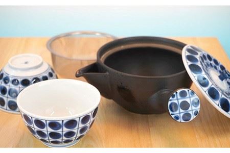 【陶器市特集】【波佐見焼】割水玉 茶器セット 湯飲み 急須 ティーポット 陶器 食器 皿 【岩永製陶】 [ZD20] 波佐見焼