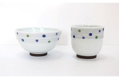 【波佐見焼】色彩水玉（ 茶碗 ・ 湯呑 ）4点セット 食器 皿 【陶芸ゆたか】 [VA93]  波佐見焼