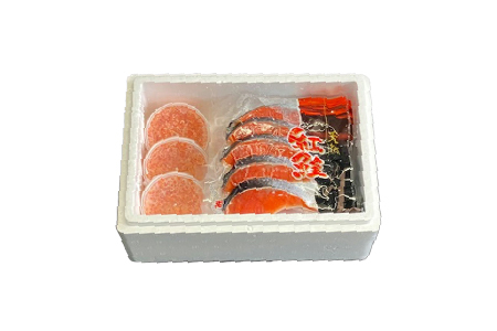 甘塩紅鮭5切×5P、いくら醤油漬け100g×3P F-30003