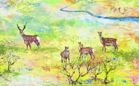 北海道釧路町の大自然　絵画「大空の下(もと)」　1枚(F4号サイズ)_北海道 釧路町の 大自然 Mナオキオリジナル 作品 北海道 釧路町 釧路超 特産品 _【1276726】