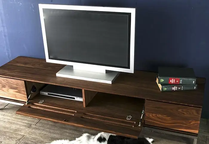 大川家具 ブローディ180TVボード 両引出し アイアン脚 天然木ウォールナット