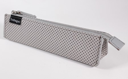 Sobagni　パンチングペンケース 雑貨 日用品 文房具 エシカルレザー製 パンチング加工  ブラウン