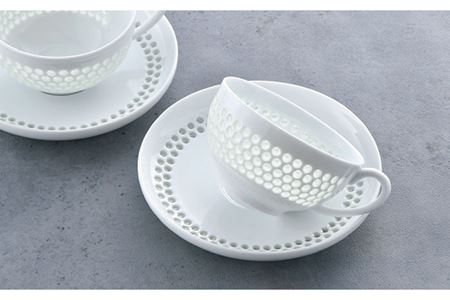 波佐見焼】水晶プレミアム ティーカップ ソーサー 2客セット 食器 皿