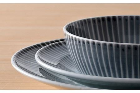 【波佐見焼】十草 プレート （19cm・24cm）・ボウル 小 3点セット（うす墨色） 食器 皿 【大新窯】 [DC96]  波佐見焼