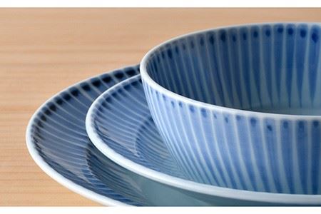【波佐見焼】十草 プレート （19cm・24cm）・ボウル 小 3点セット（青色） 食器 皿 【大新窯】 [DC97]  波佐見焼