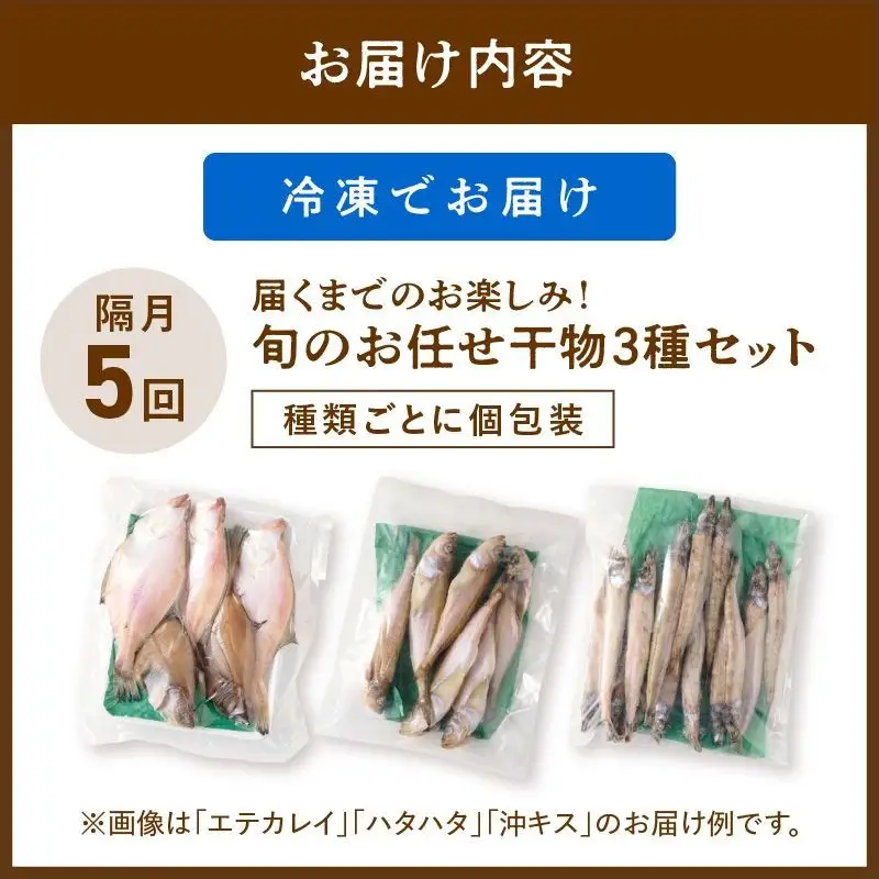 【定期便・隔月5回】京丹後の地元魚屋が作ったお任せ干物セット（冷凍）
