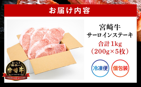牛肉 宮崎牛 サーロイン ステーキ 1kg 牛肉