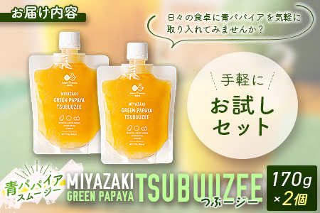青パパイアスムージー 2個入 MIYAZAKI GREEN PAPAYA TSUBUUZEE ～青パパイアの粒々とフレッシュな柑橘の味わい～［お試し版］ 【A247】
