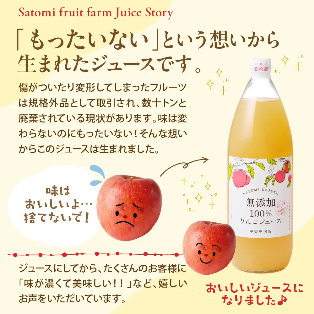里見果樹園で採れたりんご１００％ジュース　１Ｌ　６本セット　0079-2635