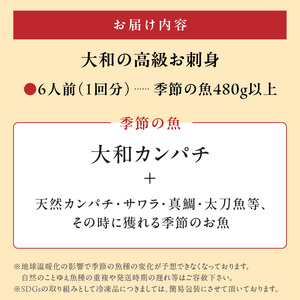 【単月お届け】大和の高級お刺身　6人前【冷凍】 N072-YA6611-2